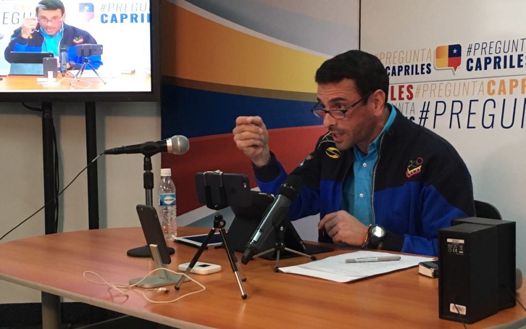 Capriles convoca a la calle el 23E para exigir elecciones