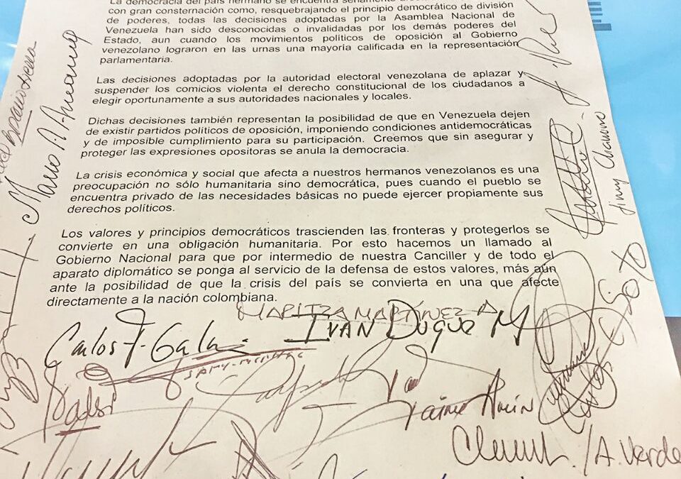 Senado de Colombia aprueba acuerdo en defensa de la AN y la democracia venezolana