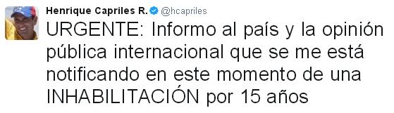 Estos son los casos por los que Contraloría dictó inhabilitación a Capriles