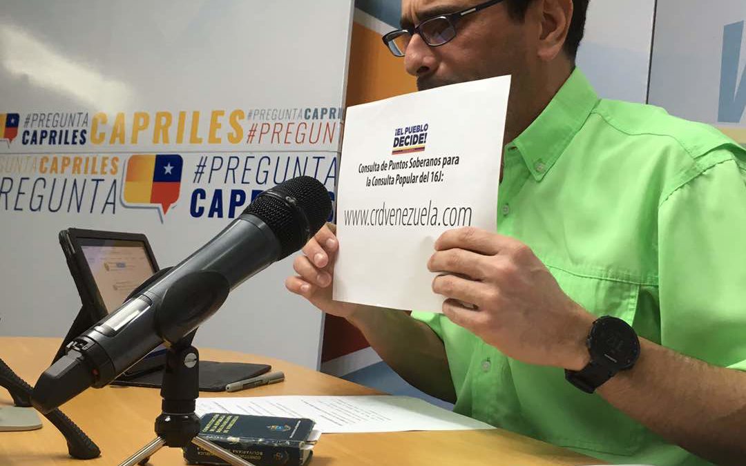 Capriles: CONATEL pretenderá presionar a los medios para silenciar consulta popular del 16J